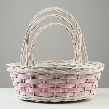 A set of wicker baskets, D44x15/40 cm, D35x13/35 cm, 30x11/30 cm, 3 pcs, pink, willow-1