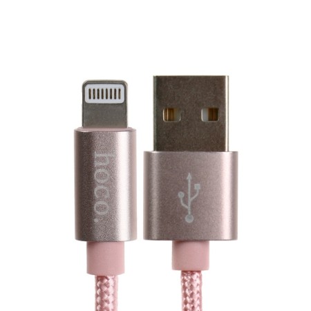 Hoco X2, USB cable - Lightning, 2.4a, 1 m, nylon, pink gold-2