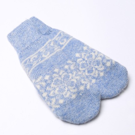 Women's woolen mittens, size 20-22, blue color