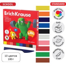 Plasticine 10 colors, 180 g, Erichkrause 
