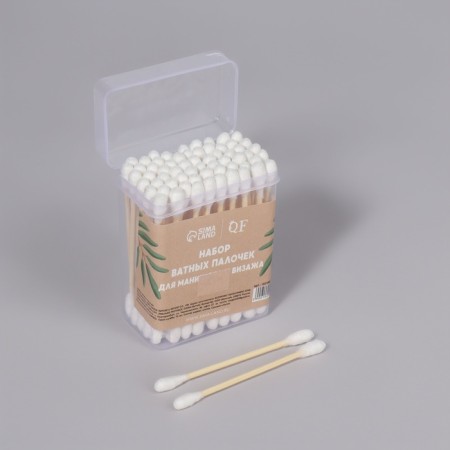Cotton -based sticks, biodegradable, 7 cm, 60 pcs, in a plastic organayser-4