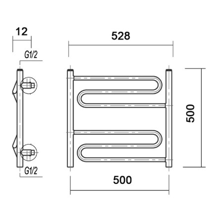 Water towel Domoterm "Ophelia", P6, 6 crossbars, 500 x 500 mm, bronze-2