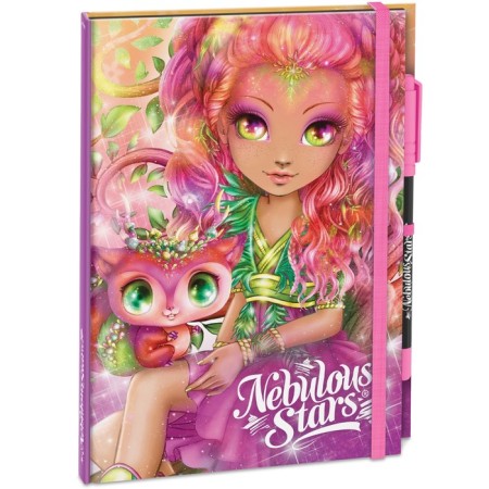 Notepad for Girls Nebulous Stars Hazelia, on an elastic band, with a ballpoint pen