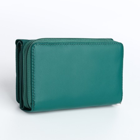 Women's wallet on the button, green color-1