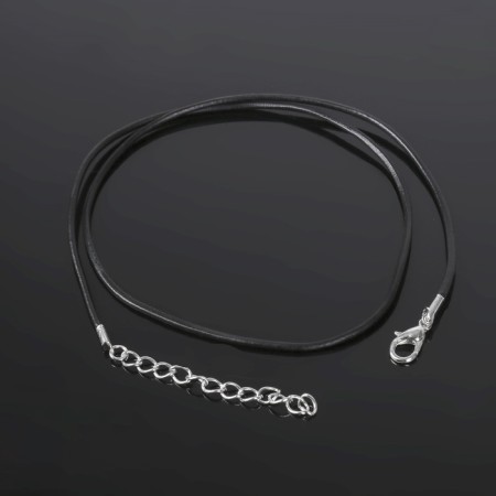Leather lace d = 2 mm, 43 cm with an extension cord, the color is black