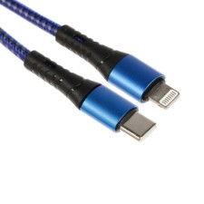Type -C cable - Lightning, 3 A, 66 W, fast charging, fabric braid, 1 meter, blue