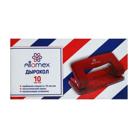 Metal hole punch 10 sheets, Attomex, red-1