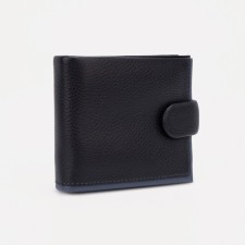 Male purse on a button, for bills, for cards, for coins, black color