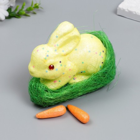 Decor "Rabbit - Confetti, in the grass with carrots" set of 4 pcs mix 13 cm