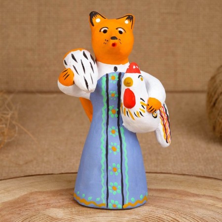 Souvenir "Fox with a rooster", 8 × 7 × 14 cm, Kargopol toy, mix-3