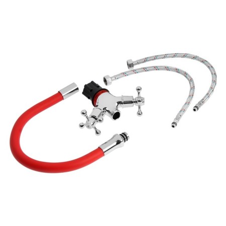 Kitchen mixer Zein Z2106, two -wound, silicone spout, red/chromium-7