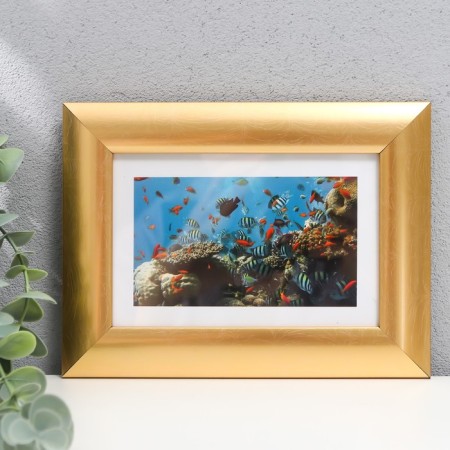 Photo frame plastic 10x15 cm 742 Gold (plastic screen)