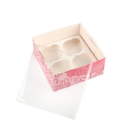 Capcake box, confectionery packaging, 4 cells “Love and Dream”, 16 x 16 x 7.5 cm-1