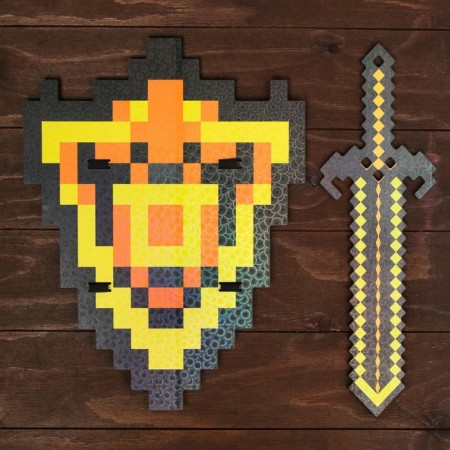 Set of wooden souvenirs "Golden Weapon" Shield, Sword-4
