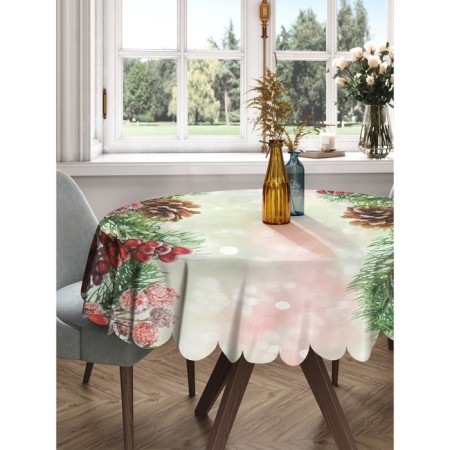 The tablecloth "Decorated Christmas trees", round, Saten, d = 150 cm