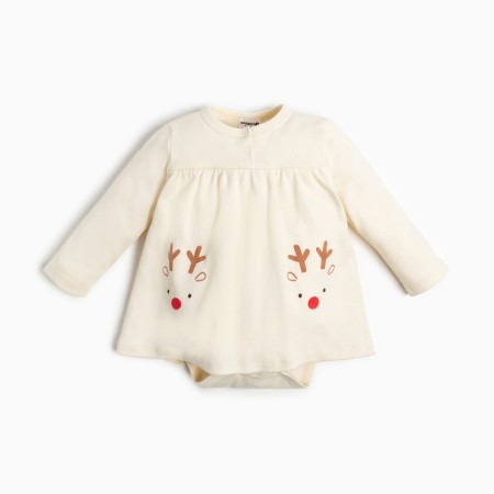 Body dress I am "Merry XMAS", height 62-68 cm, beige color
