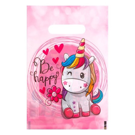 The package "Be happy", polyethylene with a cut pen, 20x30 cm, 30 μm