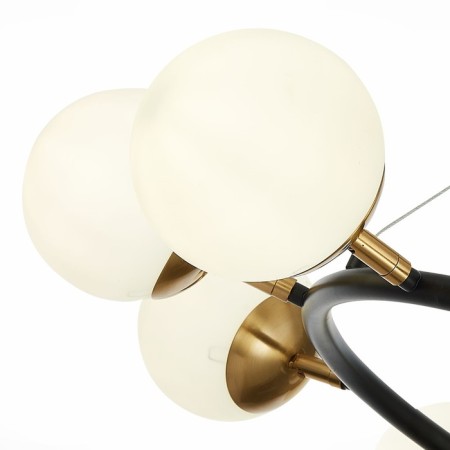 Suspended EVOLUCE lamp. Sle220403-10. Forli. 10x60 watts, E27, 90x90x18 cm, black color, brass-5