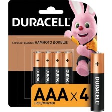 Alkalin battery Duracell Basic, AAA, LR03-4BL, 1.5V, blister, 4 pcs.