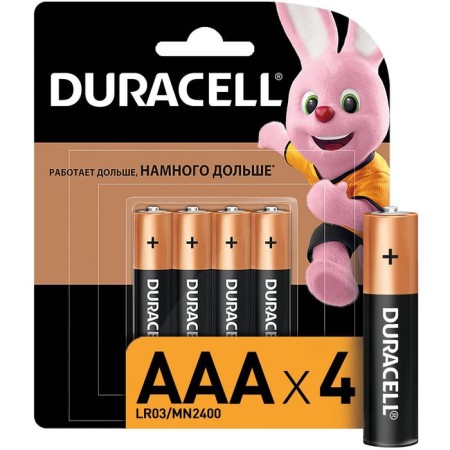 Alkalin battery Duracell Basic, AAA, LR03-4BL, 1.5V, blister, 4 pcs.