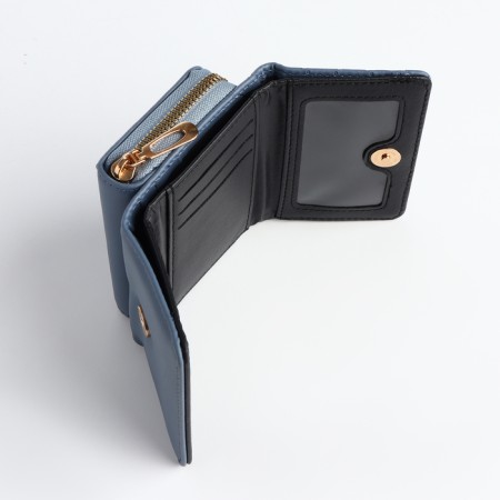 Women's wallet on the button, blue color-4