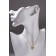Set 2 objects: earrings, pertressed pendality, heart, white color in gold, 45 cm