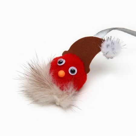 Domesticon "Dwarf" on a wooden stick for cats, red,-3