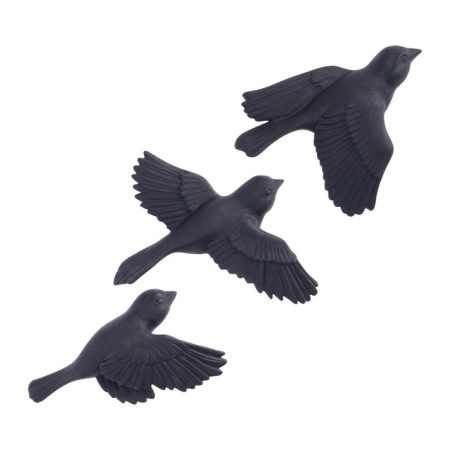 Decoration wall -mounted, gypsum panel "birds" 3 pcs, black, matte-1