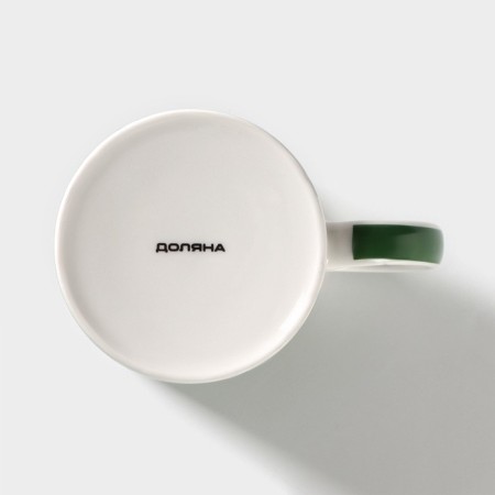 Porcelain Mug "Defender", 340 ml, green color-3