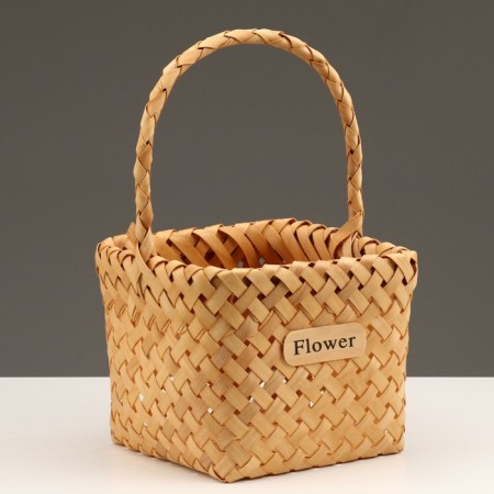 A set of wicker baskets, sequoia, 18x18x15/29.5 cm, 15x15x12/27.5 cm, 2 pcs., Natural-3