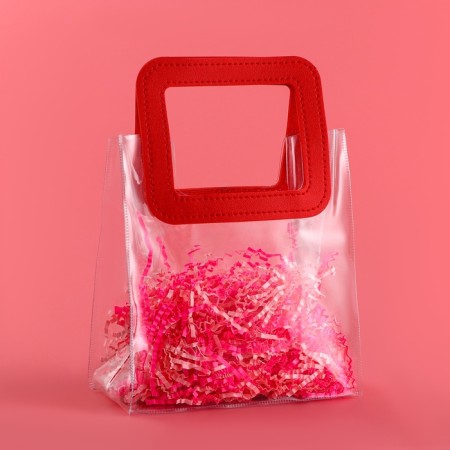 Gift package from PVC, red, 20 x 18 x 10 cm