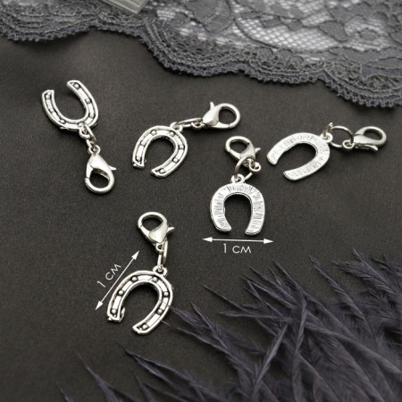 Charm "amulet" horseshoe for good luck, silver color