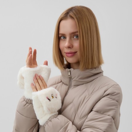 Mittens teenage minku bear 24 cm white color-1