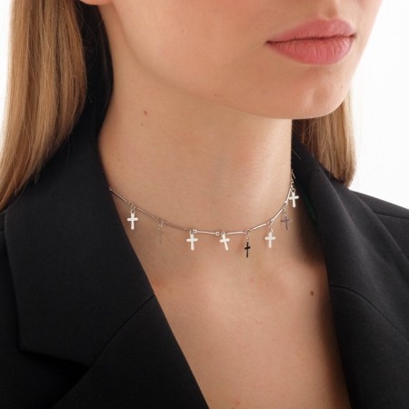 Metallica chocker crosses, silver color, l = 30 cm-5
