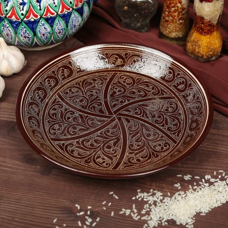 Largan Rishtan ceramics "Patterns", 25 cm, brown
