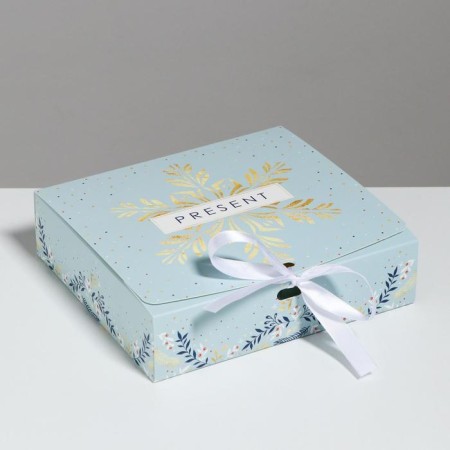 Folding Gift Box "New Year", 20 x 18 x 5 cm, New Year