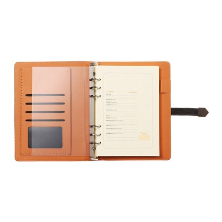 Organizer on the rings, A5 format, 90 sheets, line, with a knife, cover of the leather mix-6