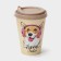A plastic glass with a lid iZI-go, 420 ml, 9.3 × 9.1 × 13.1 cm, decor animals, beige color