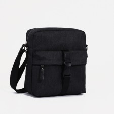Men's bag over the shoulder, textura, textiles, black color