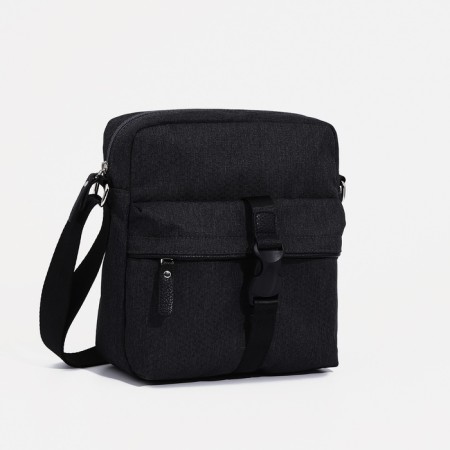 Men's bag over the shoulder, textura, textiles, black color