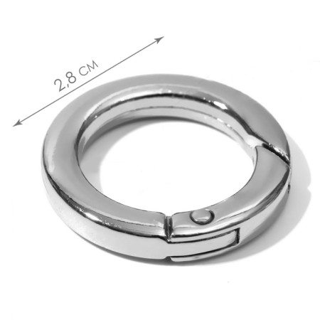 Carabin ring is flat, d = 20/28 mm, thickness - 4 mm, 5 pcs, silver color-1