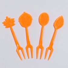 Autumn leaves skewers, set 24 pcs, color orange