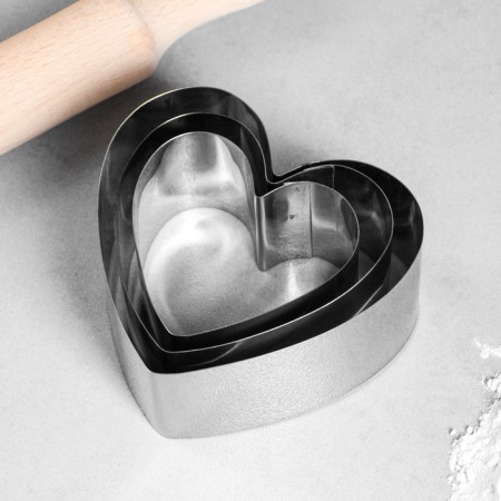 A set of baking forms and calculations "Heart", 11x10x5 cm, 3 pcs-2