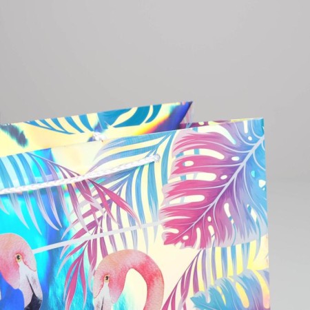 Gift holographic package, packaging, Flamingo, 32 x 26 x 12 cm-2