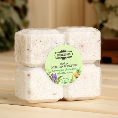 Salt briquette set of 4 pcs "calendula, eucalyptus, lavender, mint" 200 g "Dobroparov"