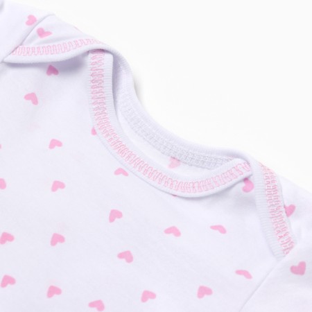 Body baby with long sleeve, white color/hearts, height 80-1