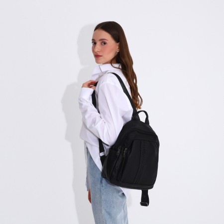 Women's backpack made of artificial leather with lightning, black color-5