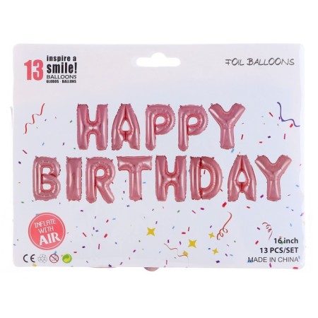 Foil ball 16 "Happy Birthday", capital letters, color pink gold-3