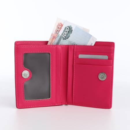 Women's wallet on magnet, pink color-5
