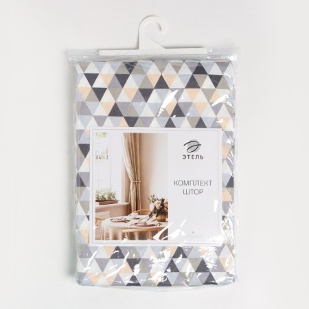 Curtains for the kitchen Ethet Triangles 149x180 cm - 2 pcs, grabbing - 2 pcs, 80% HL, 20% PE-7